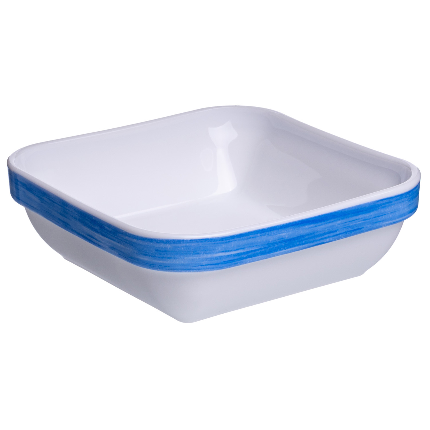 Салатник квадр. 110*110 мм. 200 мл. h=37 мм. голубой край штабелир. Браш /1/6/24/ АКЦИЯ