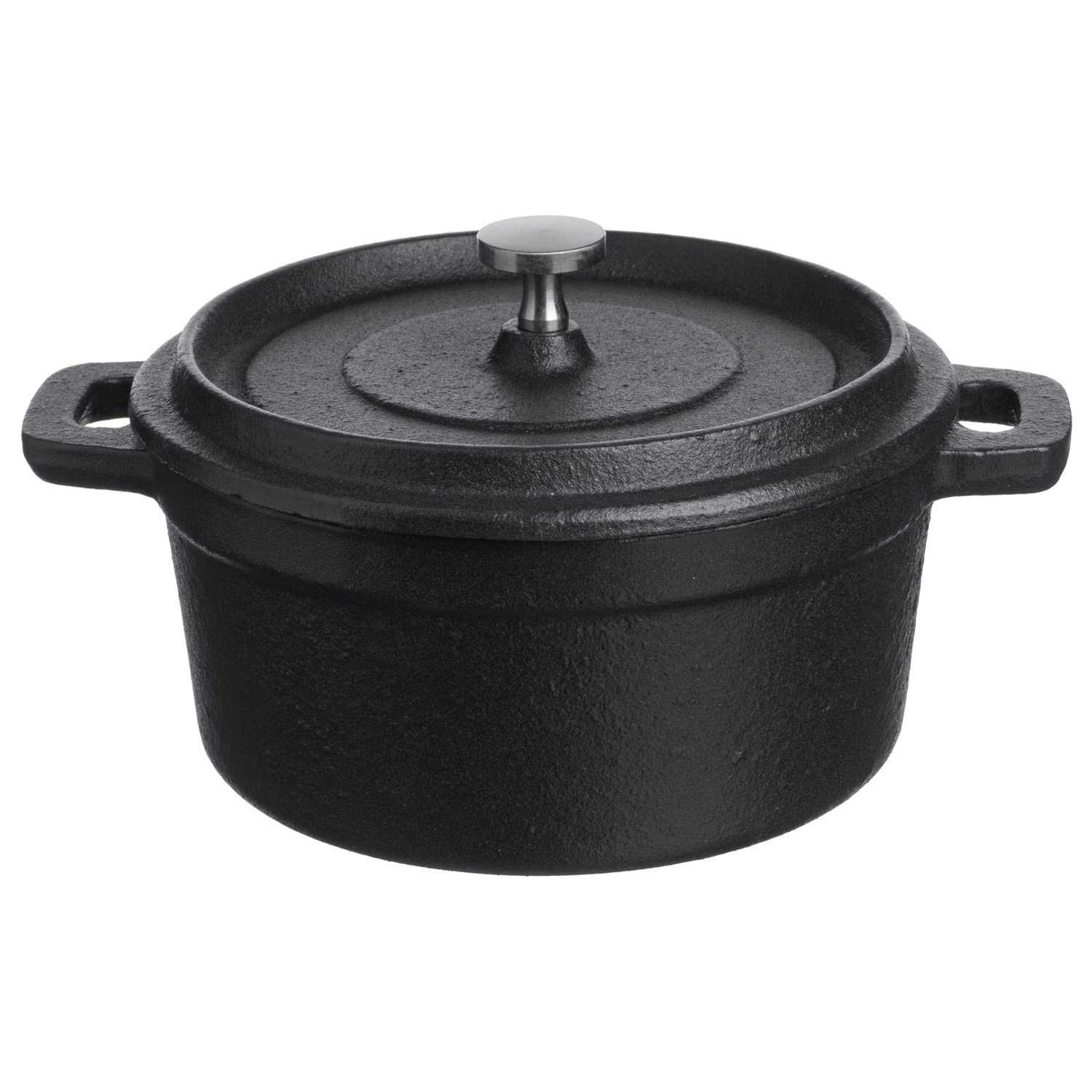 Кастрюля для запекания 550 мл. d=120 мм. h=80 мм. с крышкой, черная, чугун /1/