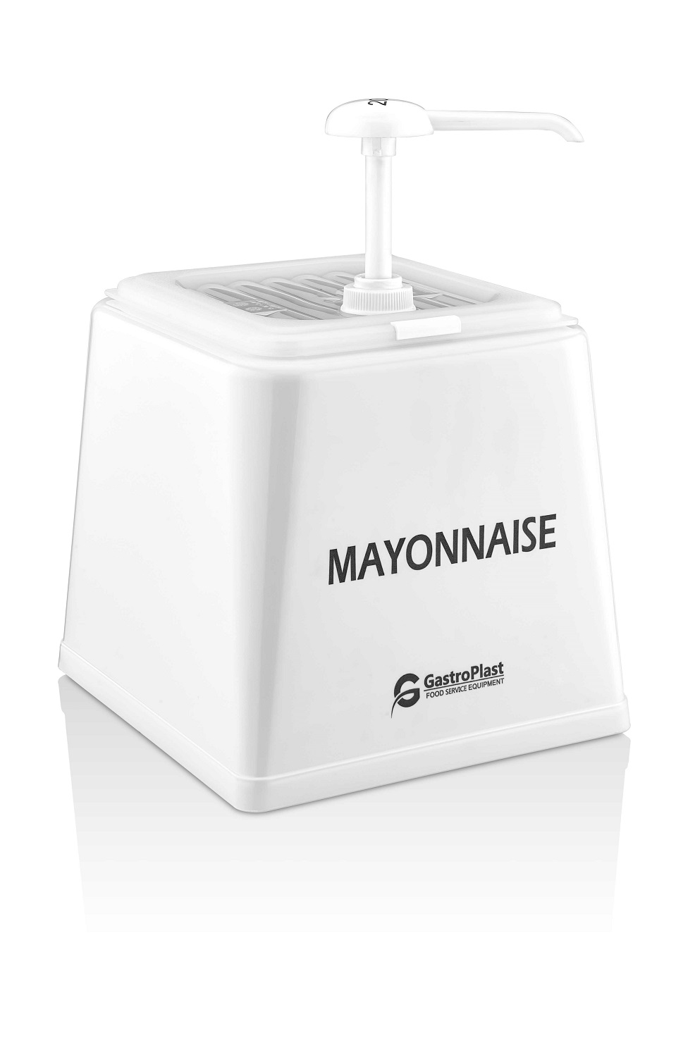 Диспенсер для соуса 225*210 мм. h=225 мм. 2,5 л. с дозатором (25 мл), п/п, белый GP /1/