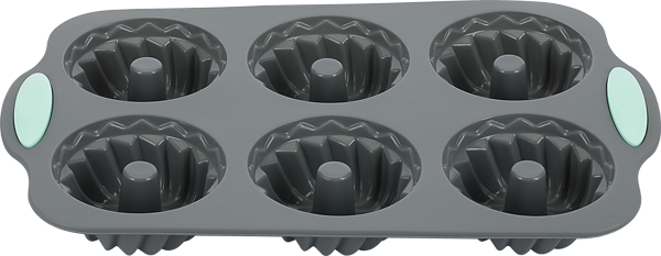 Форма для выпечки кексов 28,5*17,5 см.  6 ячеек. d=72 мм.  фигурная, силикон /1/