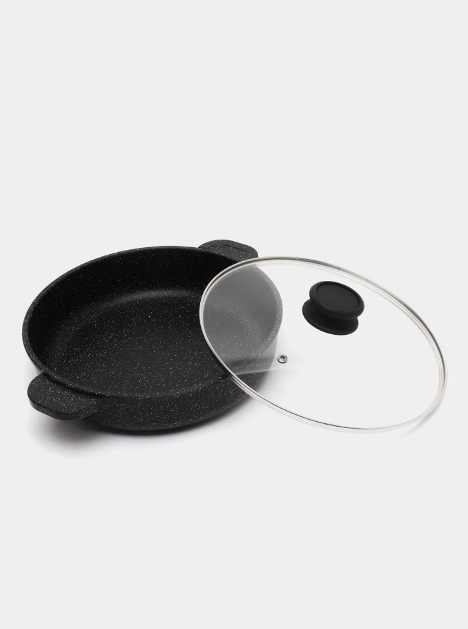 Сковорода d=26 см. h=7,4 см. 3 л. алюм.с антиприг.покрыт. с кр. с 2 ручк. в крапин /1/