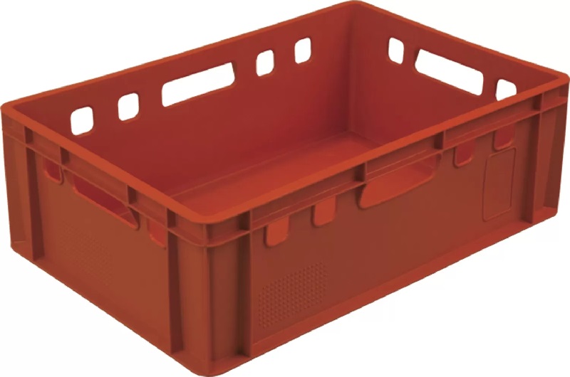 Ящик 600*400*200 мм. для мяса Е2 прямой сплошной, красный (крышка 76402) /1/48/