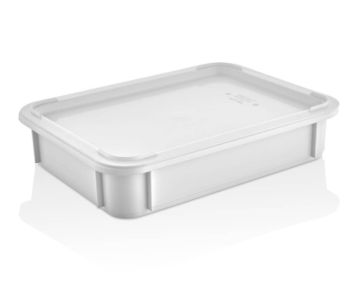 Контейнер для теста 300*400*75 мм. (-40/+70℃) прямой, сплошной, мороз-кий, белый п/п (крышка 77155) GP /1/12/