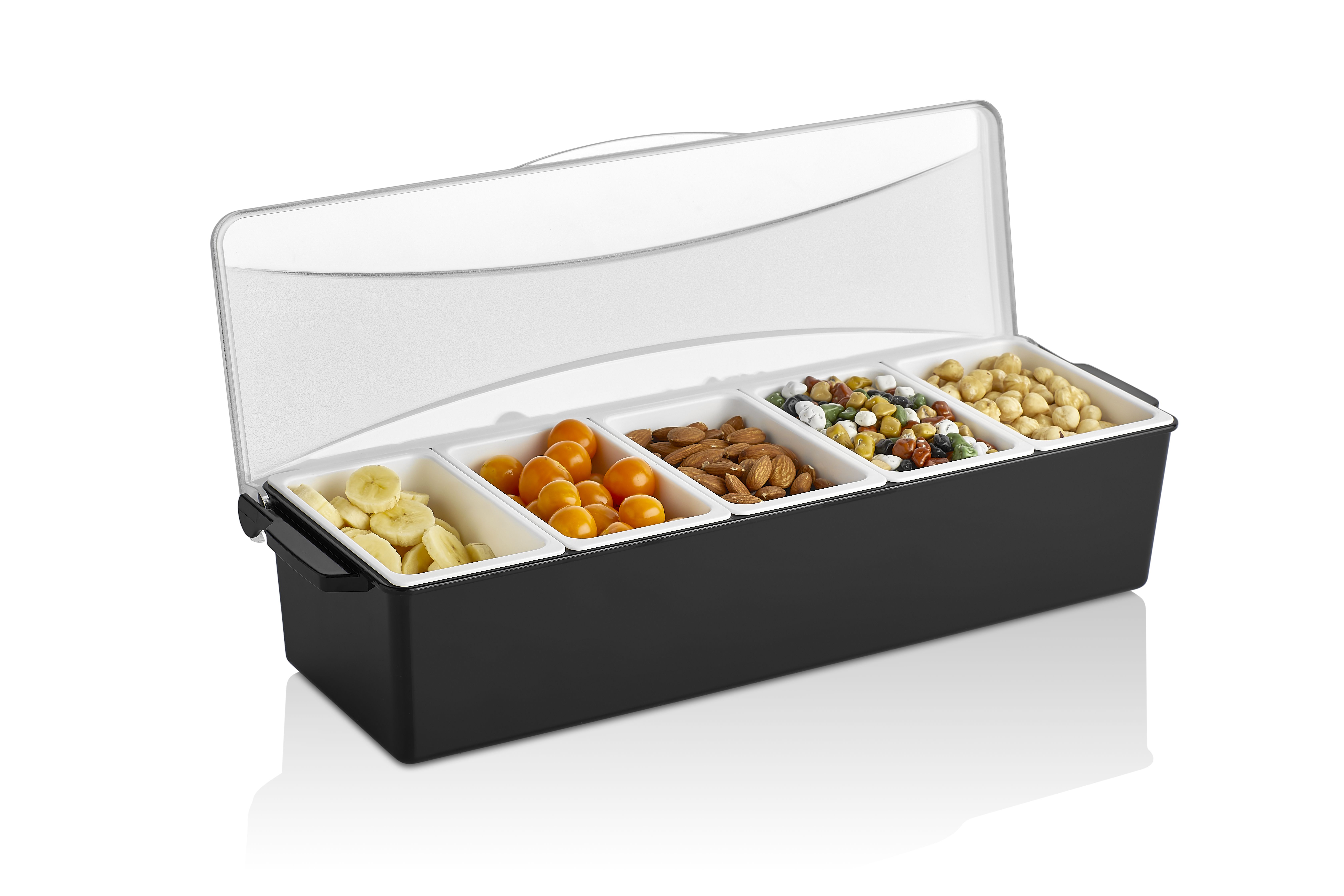 Контейнер для фруктов, специй и соусов 5 отд. по 0,45 л. черный, пластик. GP /1/12/ ВДОХНОВЕНИЕ