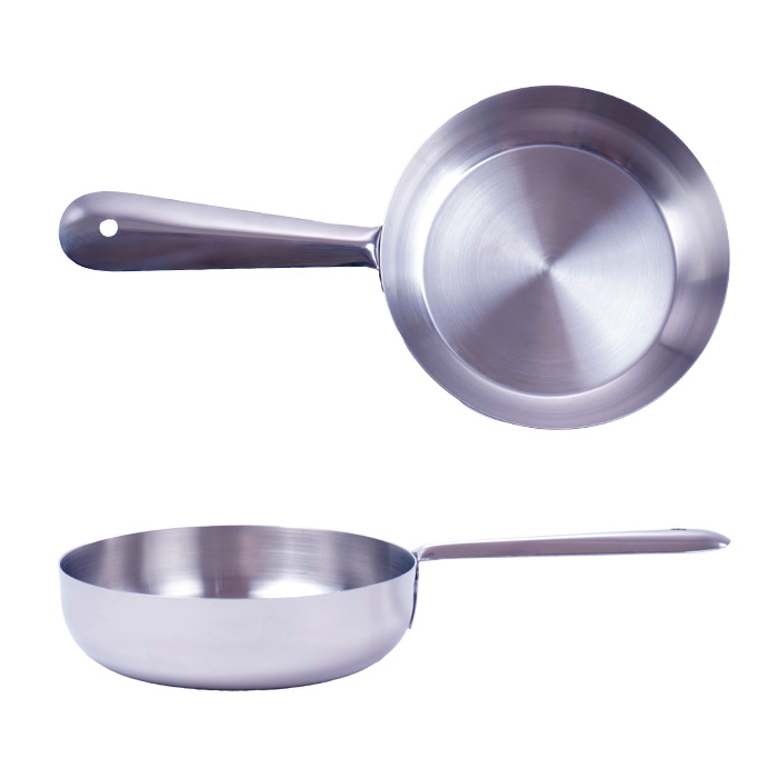 Сковорода порц. d=14 см. h=3,5 см. 0,47 л. нерж. глубокая с ручкой MGsteel /1/96/