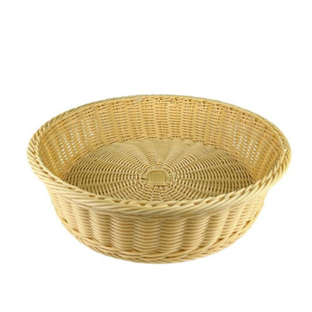 Корзина для хлеба круглая d=21 см. h=6 см. бежевая полиротанг MGprof /1/ АКЦИЯ