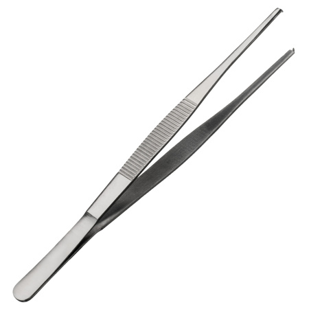 Щипцы (пинцет) 20 см. прямые, прямой кончик с зубцами, нерж. MGsteel /1/100/