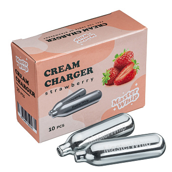 Баллончики для сифона для взбивания сливок (N2O) 10 шт/уп. вкус клубника MasterWhip /1/36/ АКЦИЯ