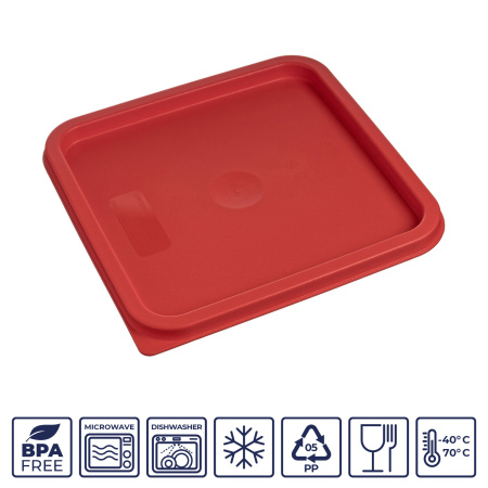 Крышка для контейнера для продуктов квадратная 230*230 мм. красная, п/п (контейнер 76701, 76702) GP /1/12/