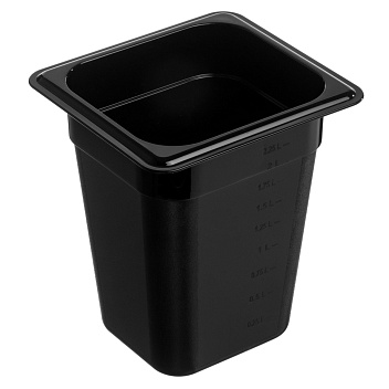 Гастроемкость 1/6 h=200 мм. 176*162 мм. 2,7 л.  поликарб. черная GP /1/