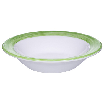 Блюдце d=120 мм. 110 мл. для десерта глубокое зеленый край  Браш /1/6/36/ АКЦИЯ