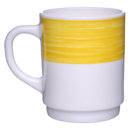 Кружка 250 мл. d=70 мм. h=88 мм. желтый край штабелир. Браш /1/6/36/