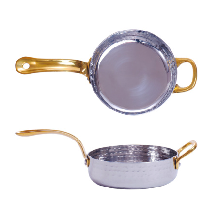 Сковорода порц. d=12 см. h=3,5 см. 0,4 л. нерж. глубокая с 2 ручками латунь MGsteel /1/36/ АКЦИЯ Сковорода порц. d=12 см. h=3,5 см. 0,4 л. нерж. глубокая с 2 ручками латунь MGsteel /1/36/ АКЦИЯ