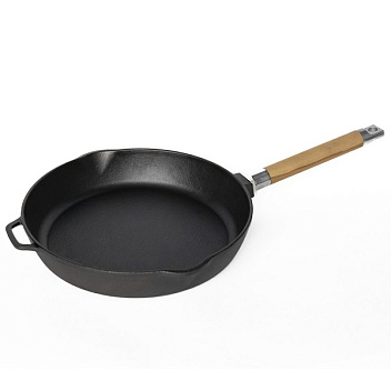 Сковорода d=28 см. h=5,5 см. 3,0 л. чугун. со съем дерев. ручкой /1/8/