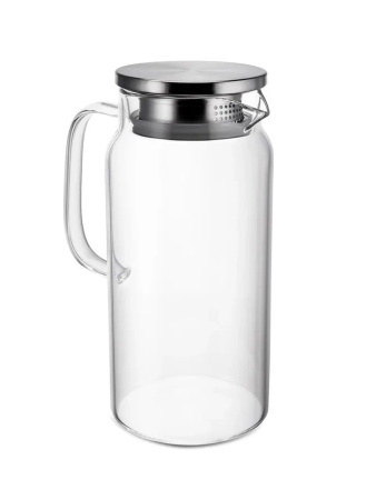 Кувшин 1,2 л. d=135 мм. h=230 мм. с крышкой нерж., Термостекло /1/12/