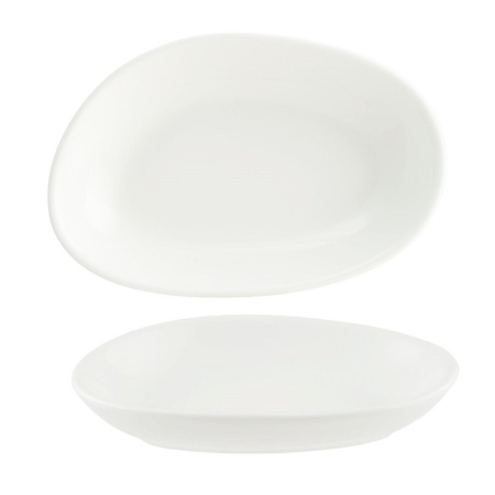 Соусник  70 мл. 120*80 мм. h=22 мм. овальный Белый, форма Ваго волнистый край Bonna /1/12/