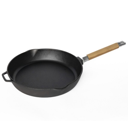 Сковорода d=28 см. h=5,5 см. 3,0 л. чугун. со съем дерев. ручкой /1/8/