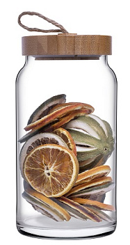 Банка для сыпучих прод. 1130 мл. с дерев. крышкой Вуди /1/6/288/