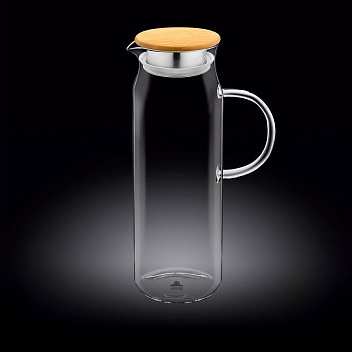 Кувшин 1,5 л. d=90 мм. h=285 мм. с крышкой бамбук + сетка нерж Термостекло Wilmax /1/18/