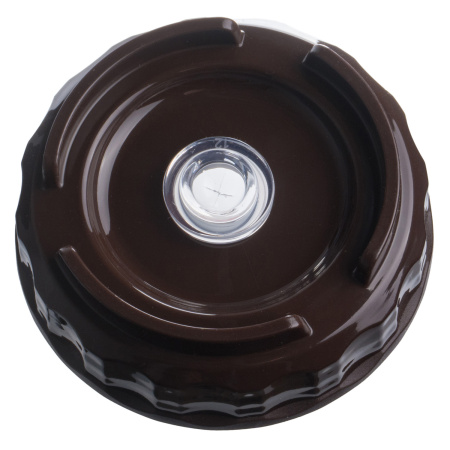 Емкость для соуса 1000 мл. d=75 мм. h=257 мм. c 2 крышками, с силик. носик. широкая прозрачная, крышки коричневые GP /1/96/