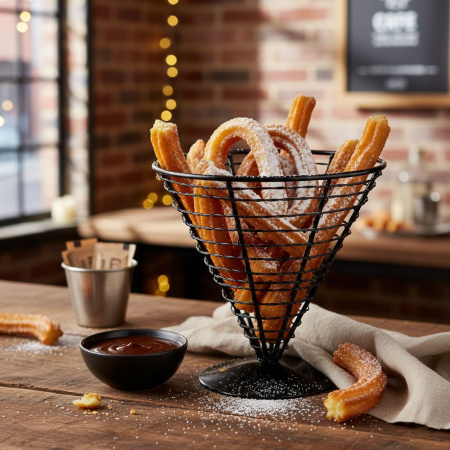 Корзинка для подачи коническая d=180 мм. h=175 мм. 1400 мл. кованное железо, черная MGsteel /1/24/ АКЦИЯ