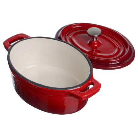 Кастрюля для запекания и подачи 250 мл. 125*90 мм. h=70 мм. с крышкой, красная, чугун /1/