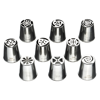 Набор кондитерских насадок  9 шт нерж. для кремовых цветов /1/