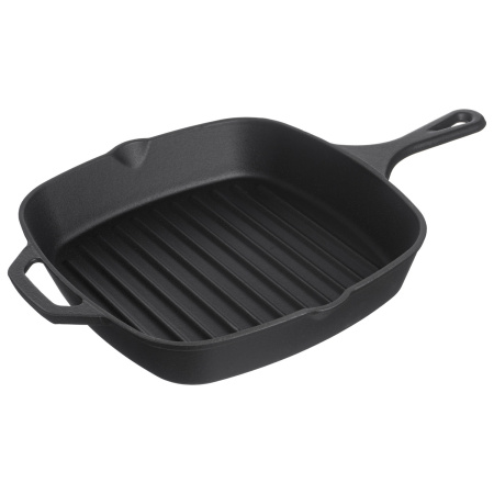 Сковорода-гриль 24*24 см. h=5 см. 2 л. черная, чугун. /1/