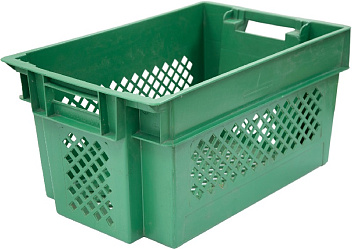Ящик 600*400*300 мм. для овощей конусный перфорир., зеленый (крышка 73263, 73263) /1/92/ Ящик 600*400*300 мм. для овощей конусный перфорир., зеленый (крышка 73263, 73263) /1/92/