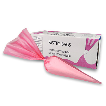 Мешок кондитерский однораз. 53*30 см. 90 мкр 100 шт/уп., п/эт. розовый /1/