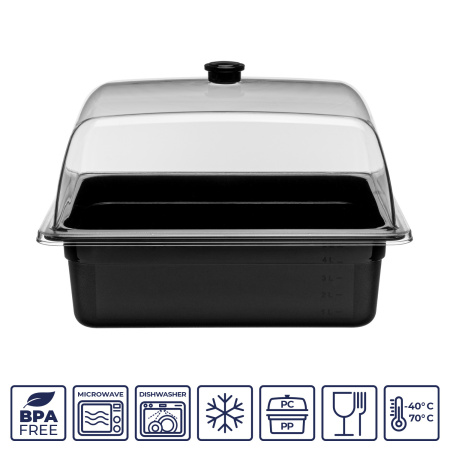 Гастроемкость 1/2 h=100 мм. 325*265 мм. 5 л. п/п черная GP /1/12/