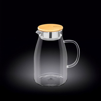 Кувшин 1,5 л. d=85 мм. h=205 мм. с крышкой + сетка нерж Термостекло Wilmax /1/24/