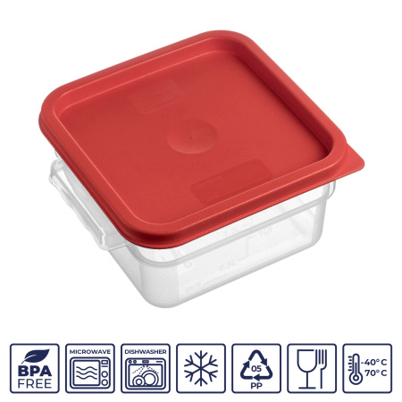 Крышка для контейнера для продуктов квадратная 190*190 мм. красная, п/п (контейн. 76699, 76700) GP /1/12/