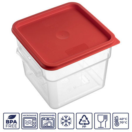 Крышка для контейнера для продуктов квадратная 230*230 мм. красная, п/п (контейнер 76701, 76702) GP /1/12/