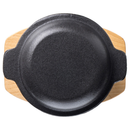 Горшок для запекания и подачи 300 мл. d=115 мм. h=65 мм. с крышкой, чугун. на дерев. подставке/1/