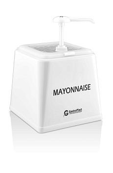 Диспенсер (емкость) для соуса 225*210 мм. h=225 мм. 2,5 л. с дозатором (25 мл), п/п, белая подставка пластик GP /1/