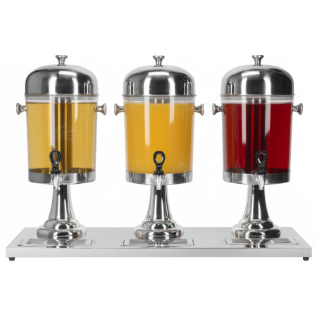 Диспенсер для соков, холодных напитков, три емкости по 8 л. h=56см. колба пластик.MGsteel /1/