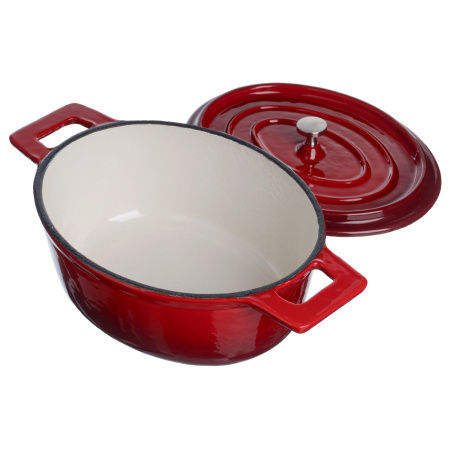 Кастрюля для запекания 800 мл. 180*140 мм. h=70 мм. с крышкой, красная, чугун /1/