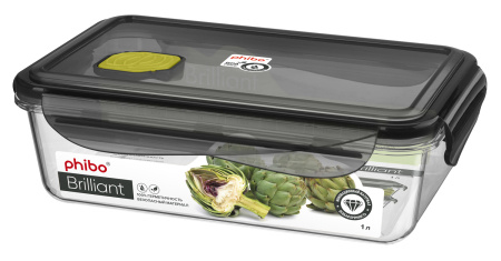 Контейнер для продуктов прямоуг. 1 л. 19,5*12,5*5,5 см. герметич. с клапаном "Бриллиант" /1/12/