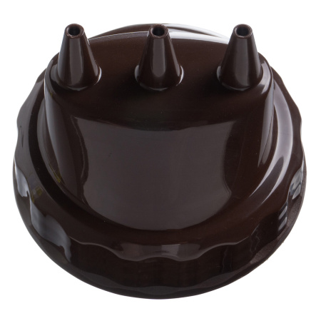 Емкость для соуса  750 мл. d=70 мм. h=270 мм. с 2 крышками 3 носика, широкая прозрачная, крышки коричневые GP /1/96/