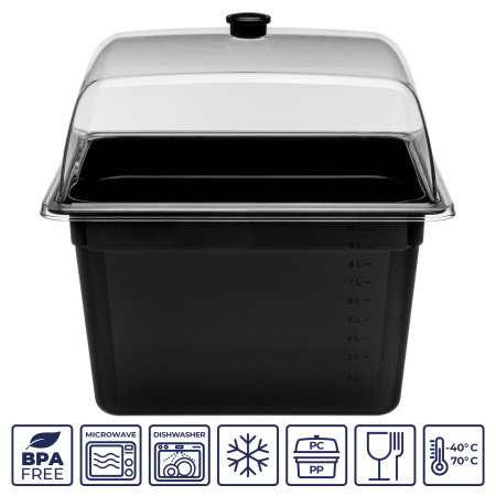 Гастроемкость 1/2 h=200 мм. 325*265 мм. 11 л. п/п черная GP /1/12/